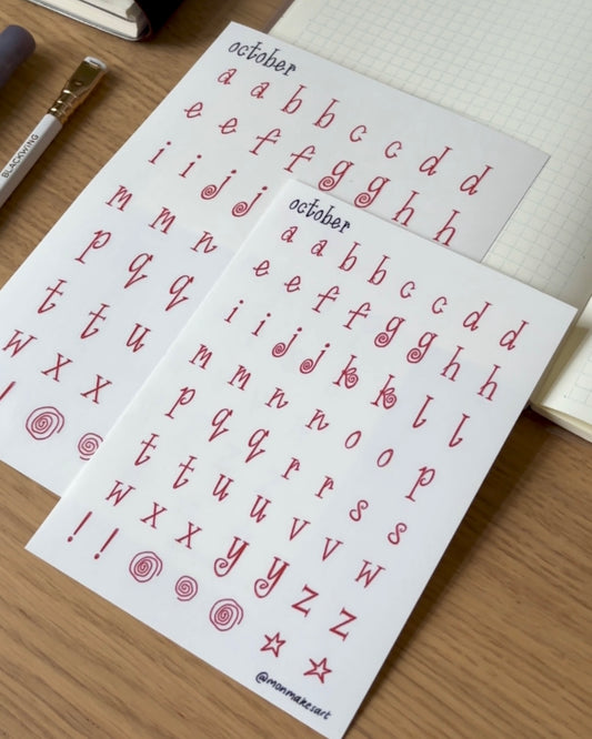 October Font Sticker Sheet