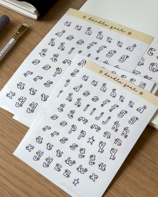 Doodle Font Sticker Sheet