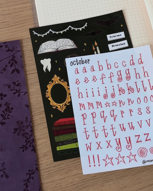 October Font Sticker Sheet