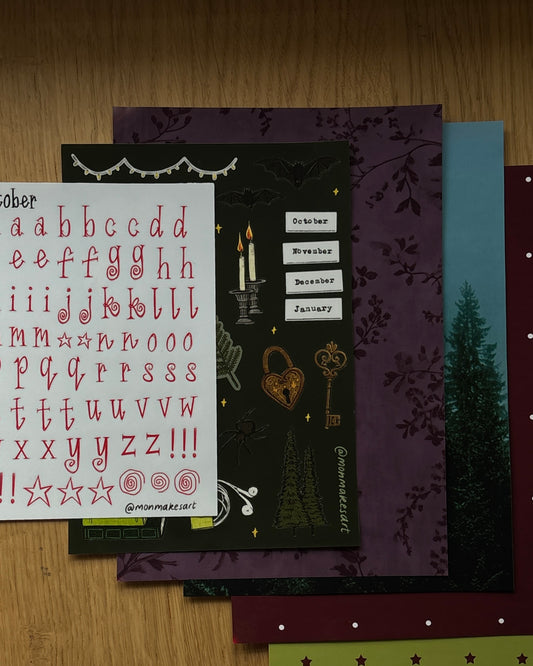 October sticker sheets + crafting paper bundle