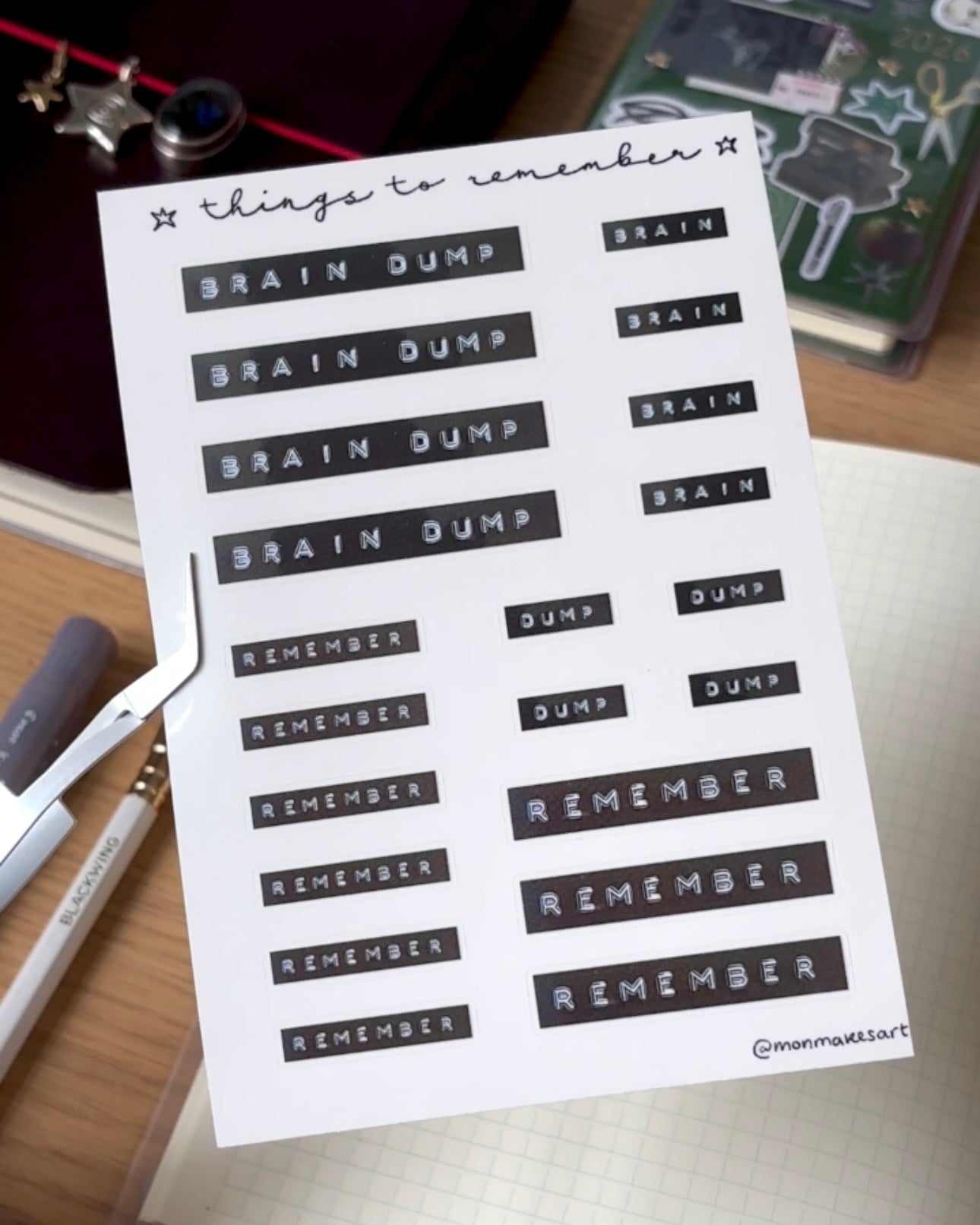 Things to remember sticker sheet