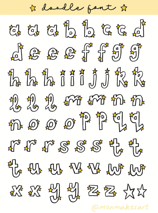 Doodle Font Sticker Sheet