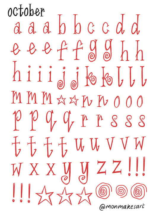 October Font Sticker Sheet