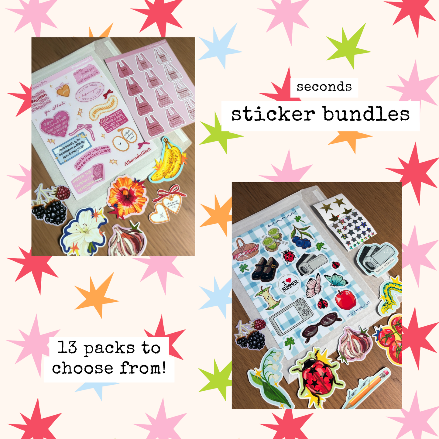 SECONDS sticker bundles