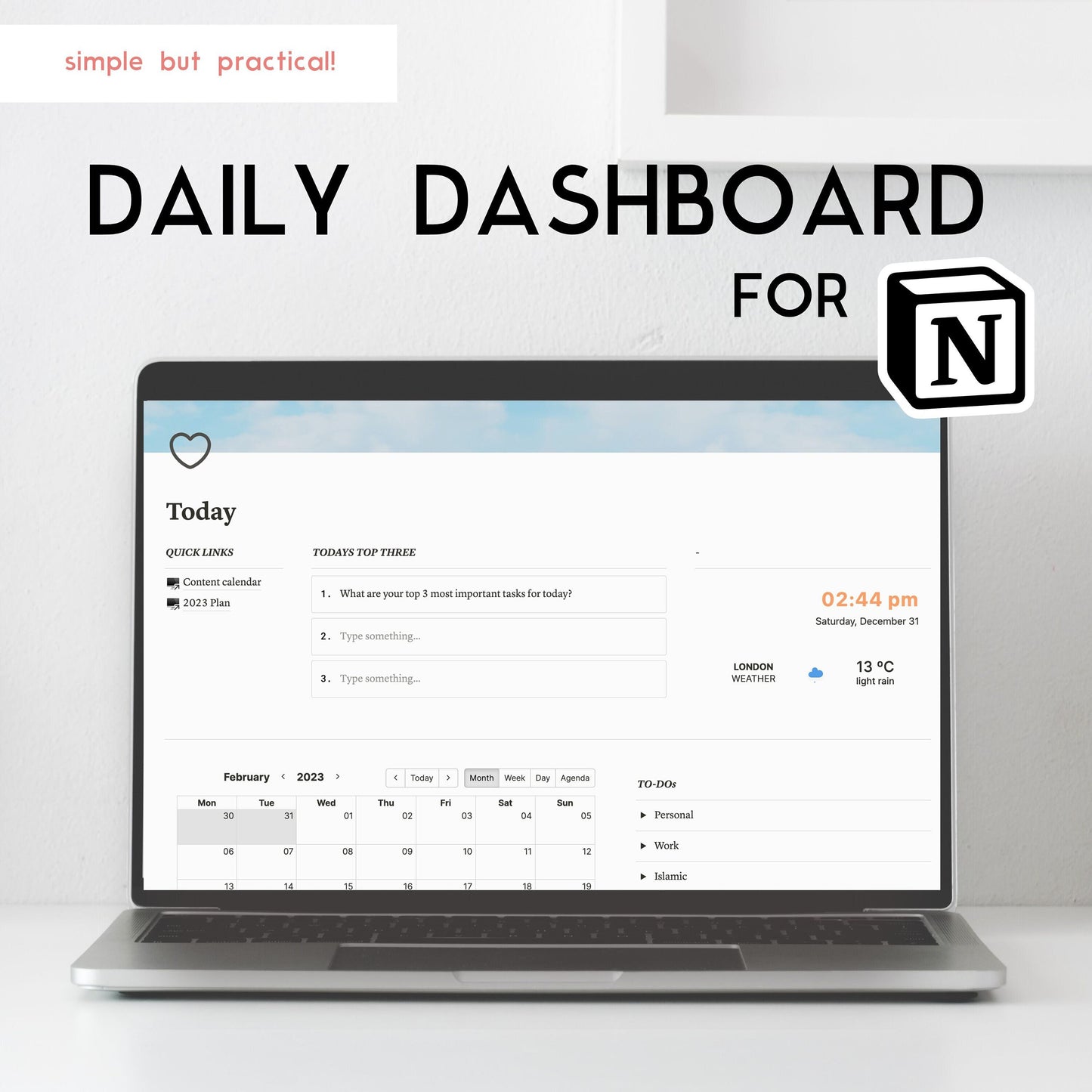 Simple Daily Dashboard for Notion