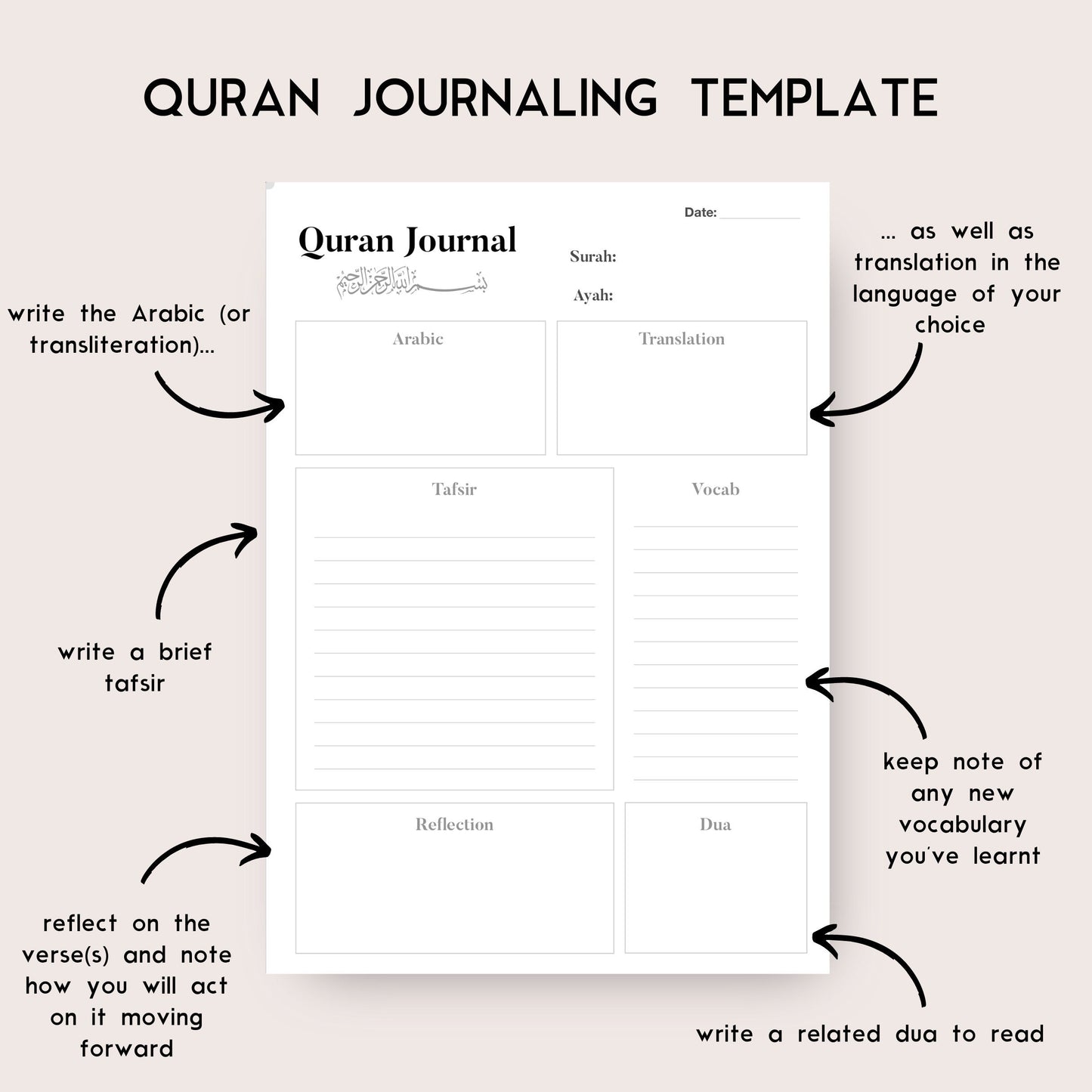 Quran journalling template (digital)