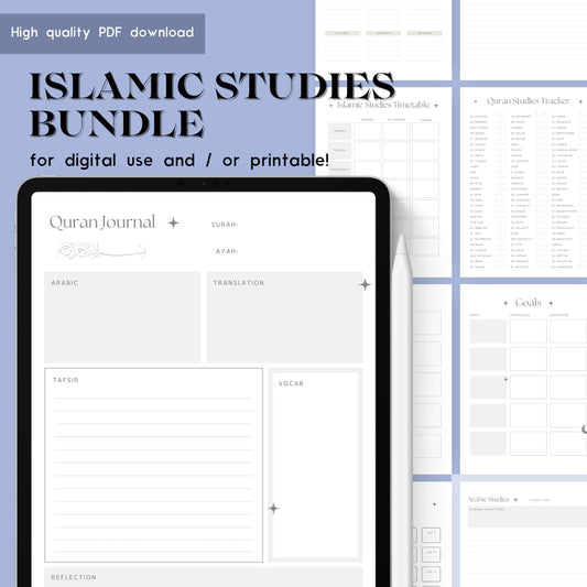 Comprehensive Islamic Study Planner/Template Bundle in Grey (digital)