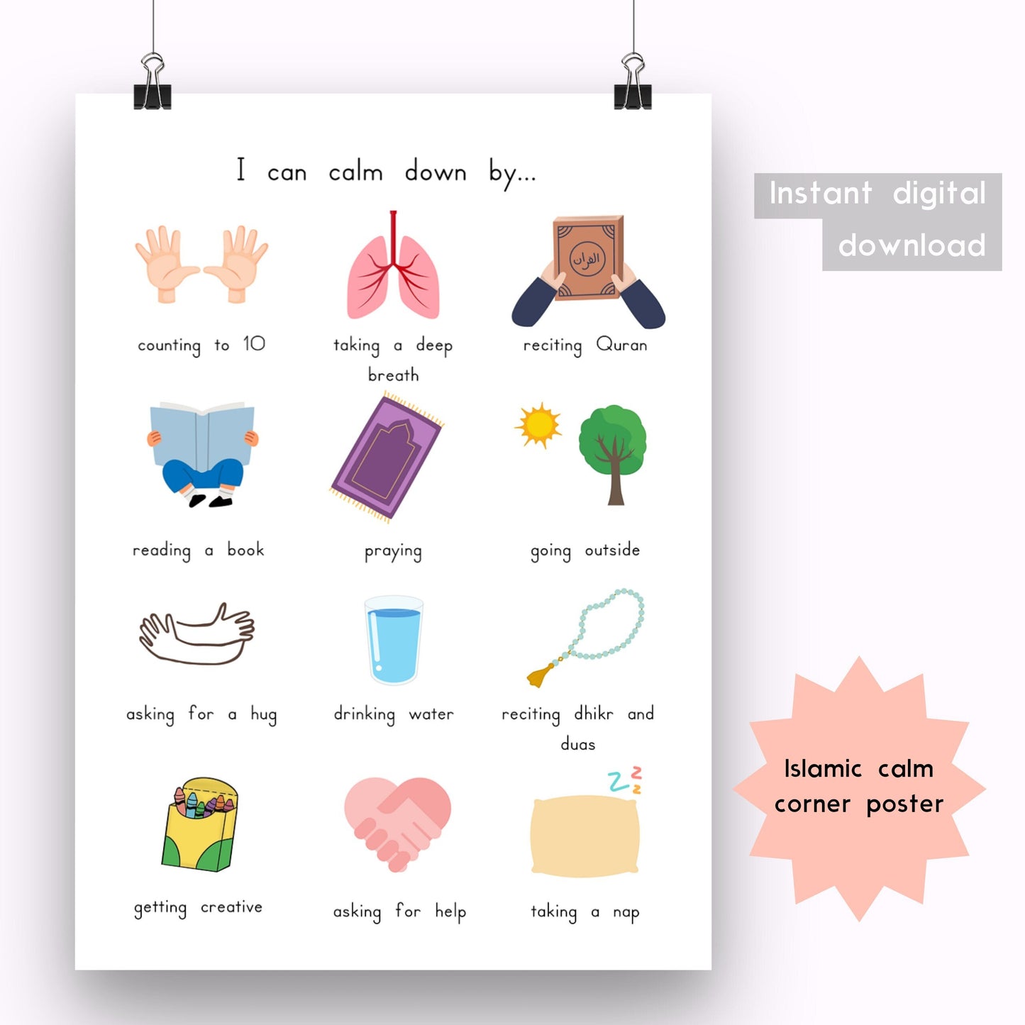 Islamic Calm Corner Poster for Kids (digital download)