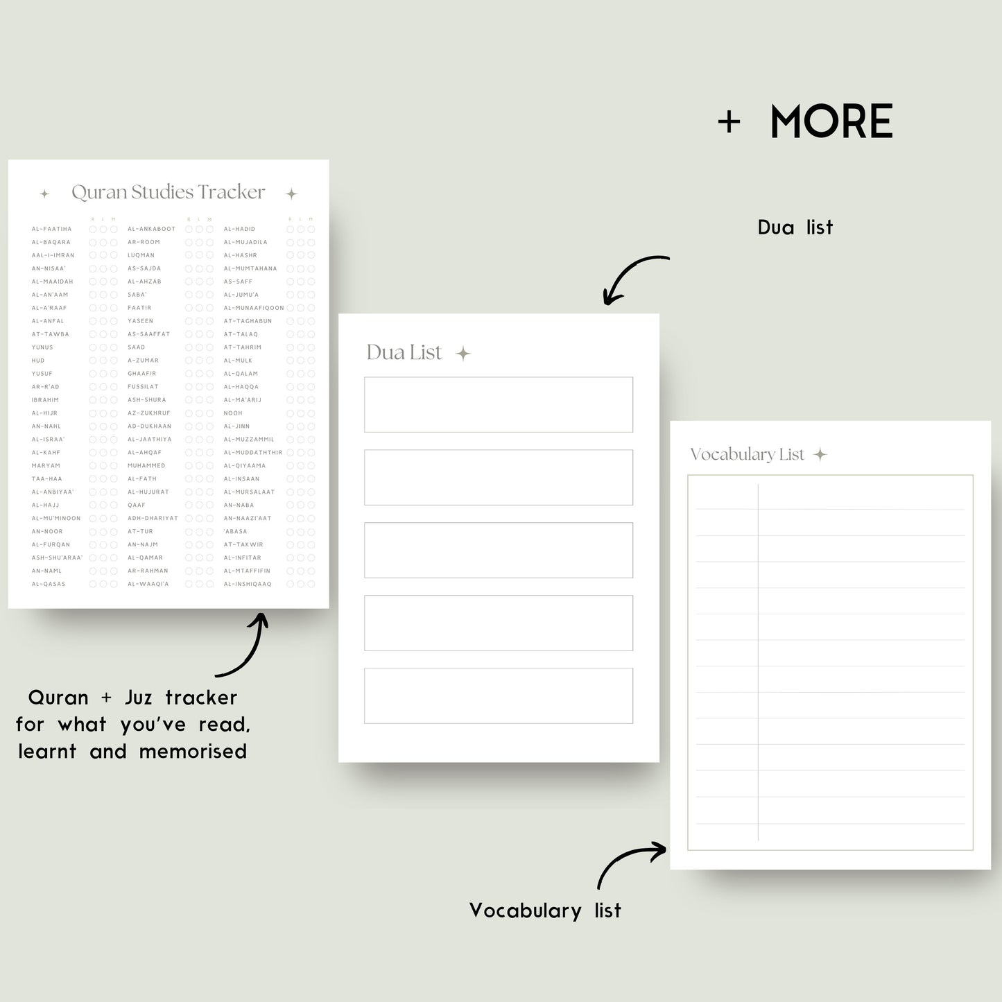 Comprehensive Islamic Study Planners/Templates Bundle in Green (digital)